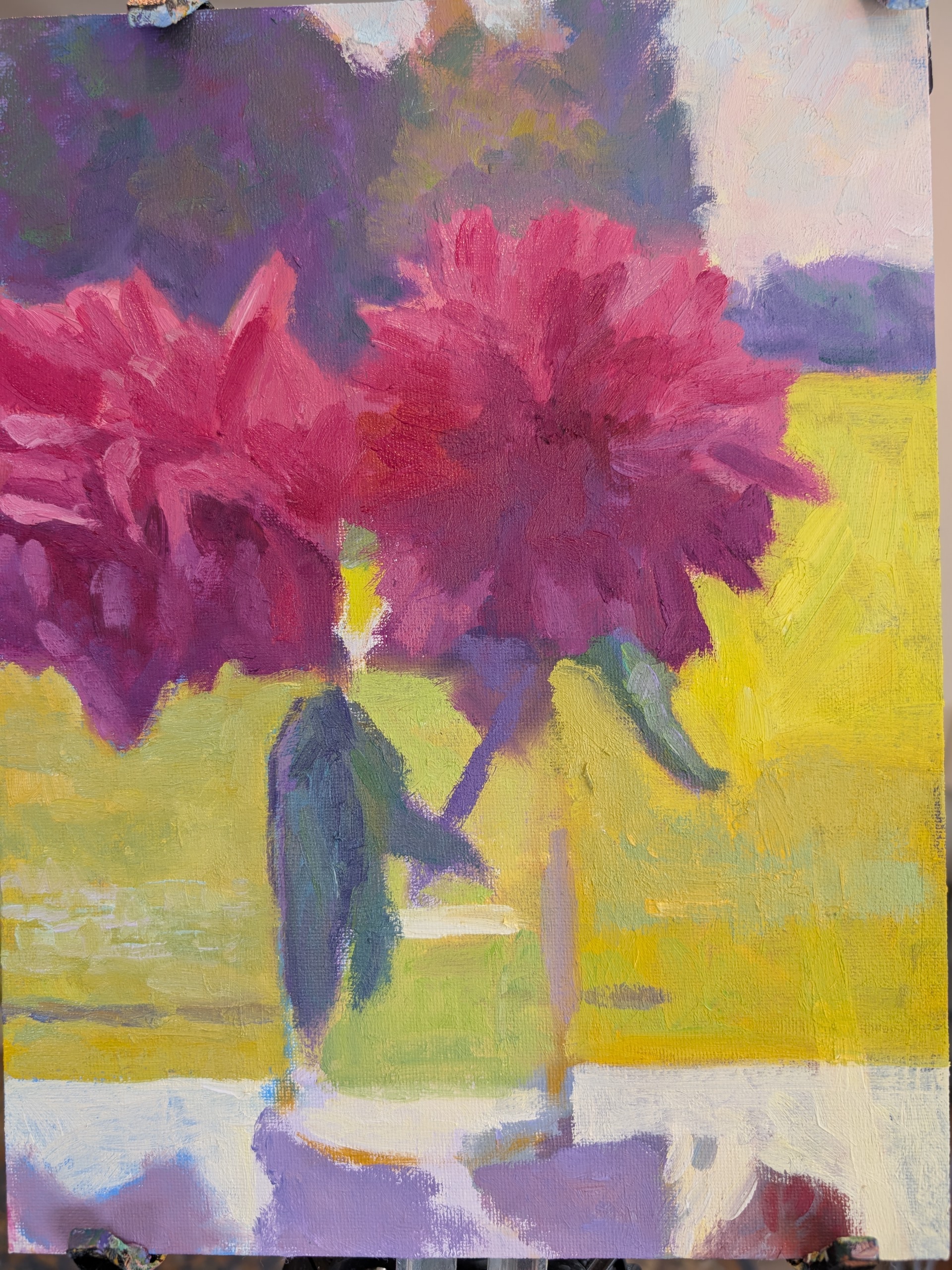 Second Notes Plein Air Still Life Fuchsia Peony Flower